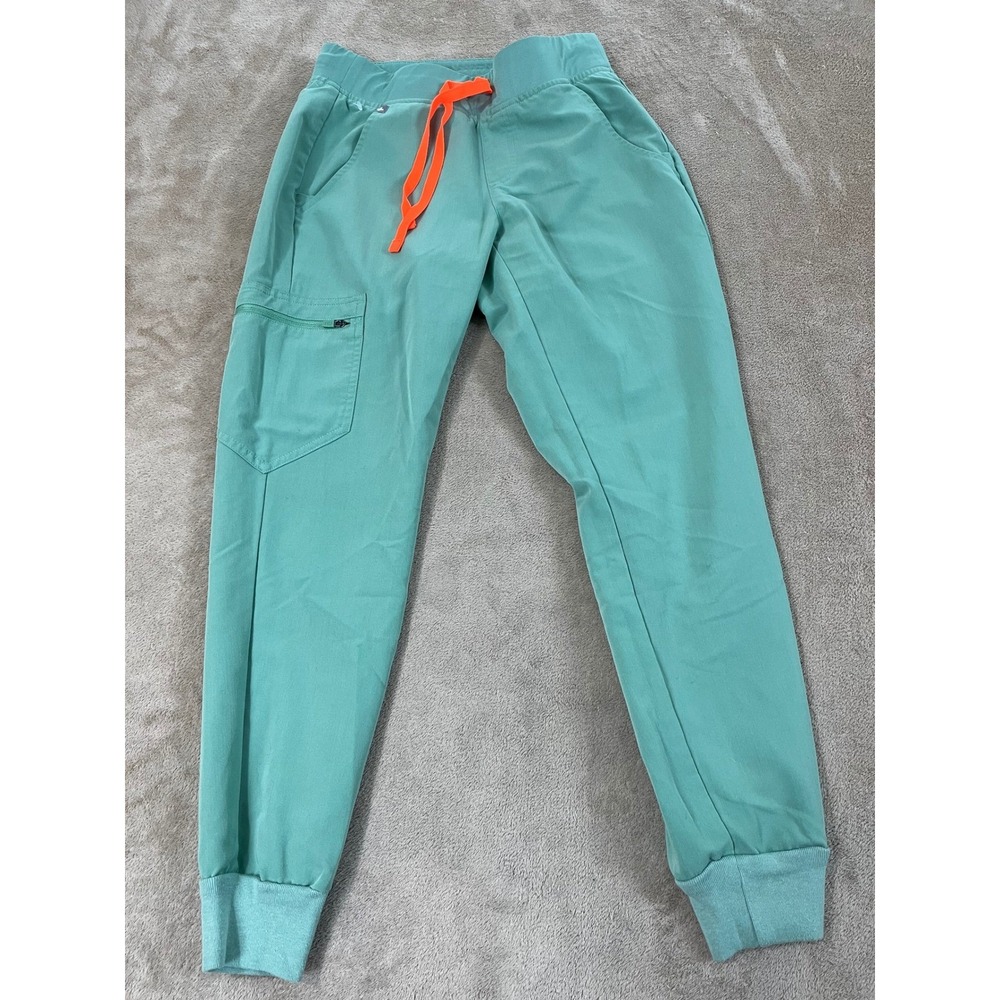 FIGS Zamora Jogger Scrub Pants Women's XS Petite Green Polyester W18SW2005P EUC